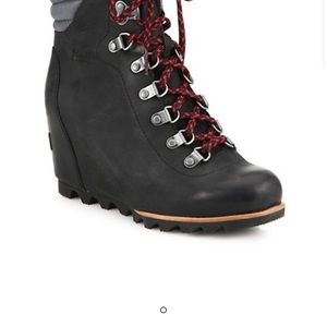 Sorel Conquest Waterproof Leather Wedge Booties- Women’s